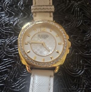 Coach Gold and Cream Watch with Crystal Bezel